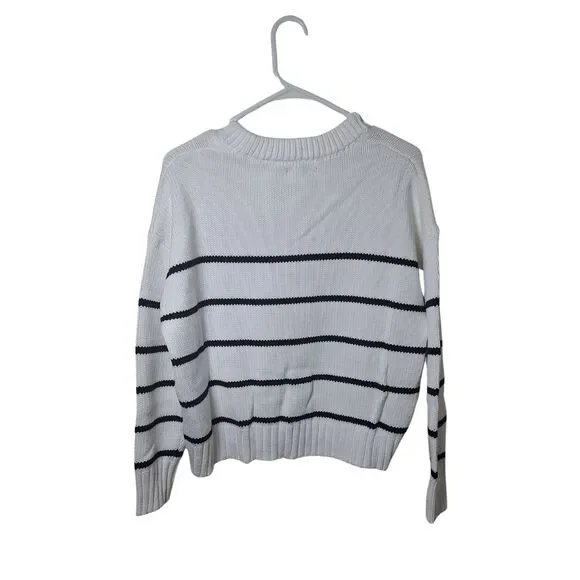 Quince Black and White Striped Crew Neck Sweater - Picture 3 of 3